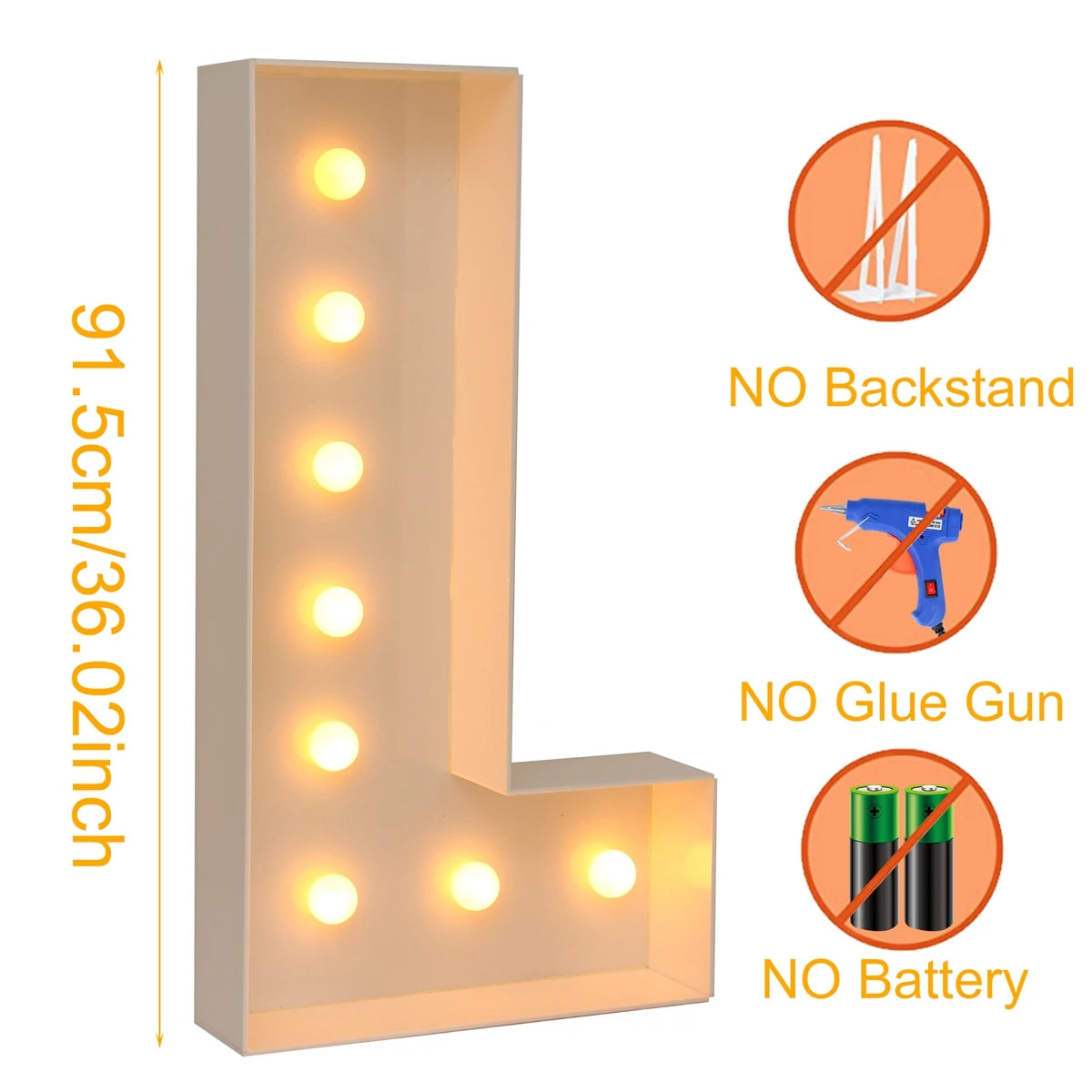 91.5CM Giant Letter Led Light Frame Box Baby Shower Christmas 1st Birthday Wedding Party Decor DIY Name Balloon Filling Box