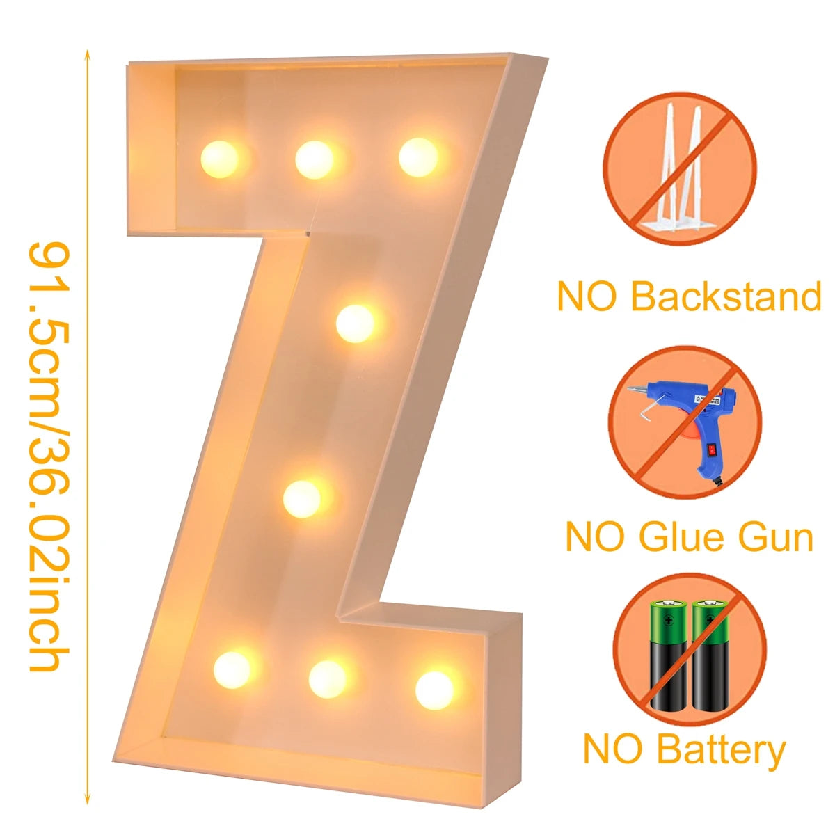 91.5CM Giant Letter Led Light Frame Box Baby Shower Christmas 1st Birthday Wedding Party Decor DIY Name Balloon Filling Box