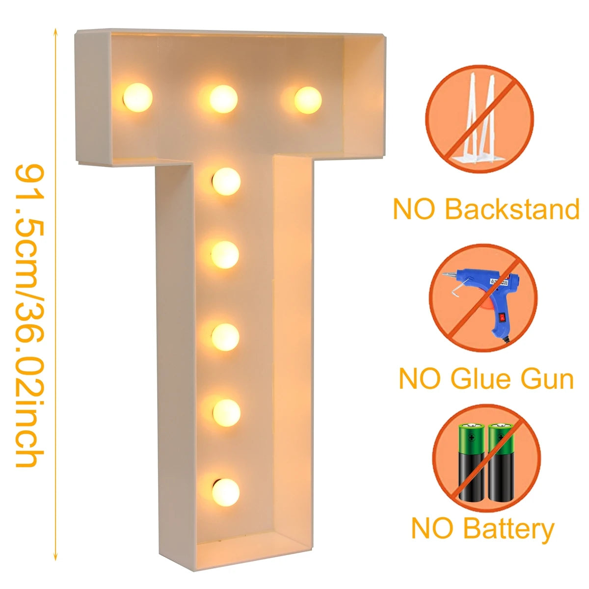 91.5CM Giant Letter Led Light Frame Box Baby Shower Christmas 1st Birthday Wedding Party Decor DIY Name Balloon Filling Box