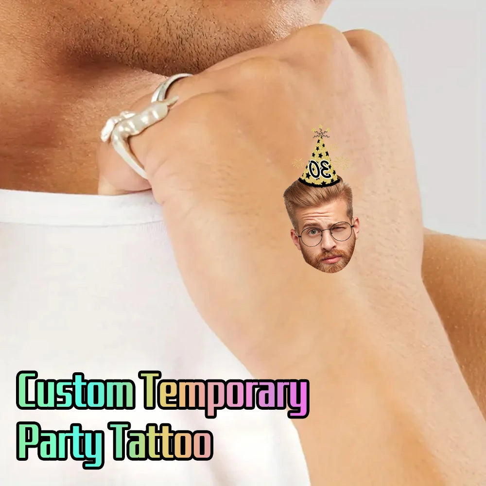 15pcs Custom Temporary Tattoos 30th Birthday Party Face Tattoos Personalized 30 Years Birthday Party Supplies