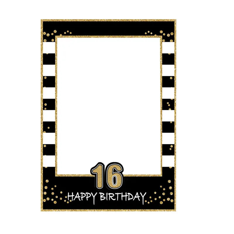 1 16 18 21 30 35 40 50 60 Birthday Photo Booth Frame Kids Adult Birthday Party Decoration Paper Happy Birthday Photo Props Frame