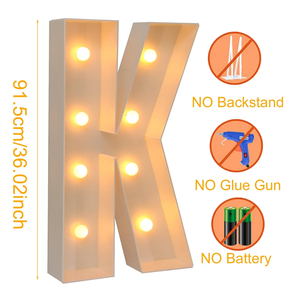 91.5CM Giant Letter Led Light Frame Box Baby Shower Christmas 1st Birthday Wedding Party Decor DIY Name Balloon Filling Box