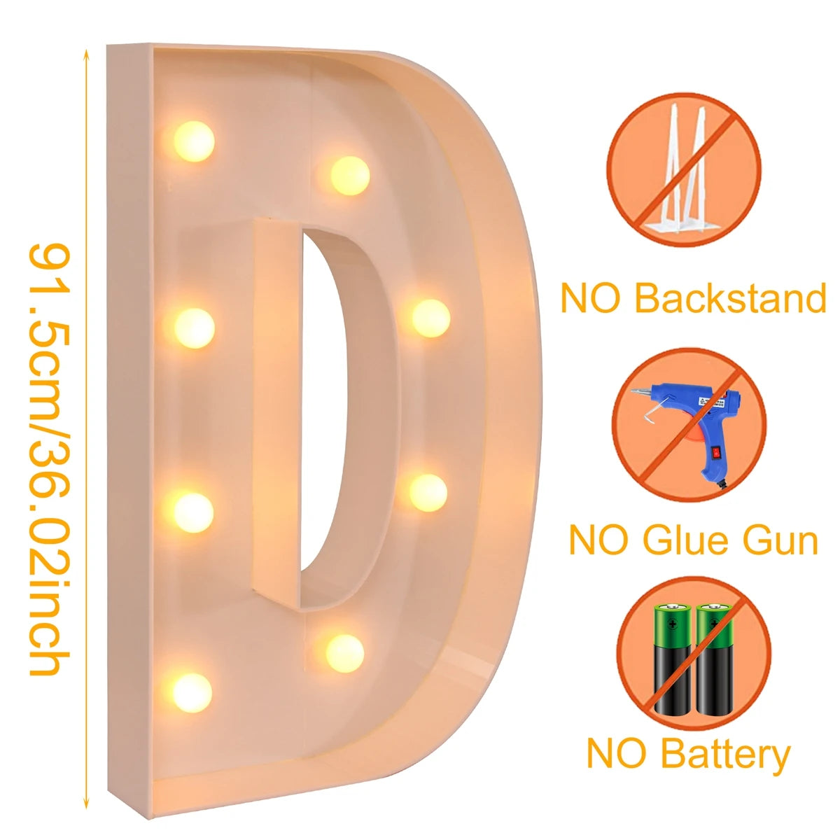 91.5CM Giant Letter Led Light Frame Box Baby Shower Christmas 1st Birthday Wedding Party Decor DIY Name Balloon Filling Box