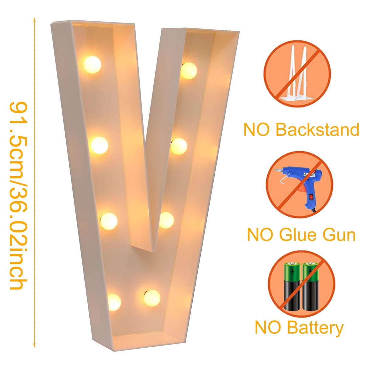 91.5CM Giant Letter Led Light Frame Box Baby Shower Christmas 1st Birthday Wedding Party Decor DIY Name Balloon Filling Box