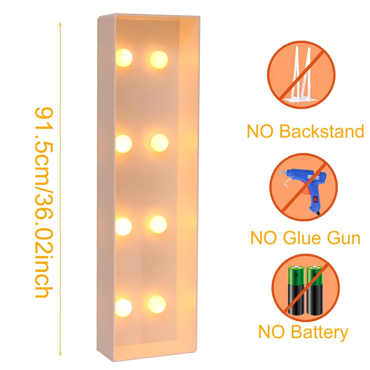 91.5CM Giant Letter Led Light Frame Box Baby Shower Christmas 1st Birthday Wedding Party Decor DIY Name Balloon Filling Box