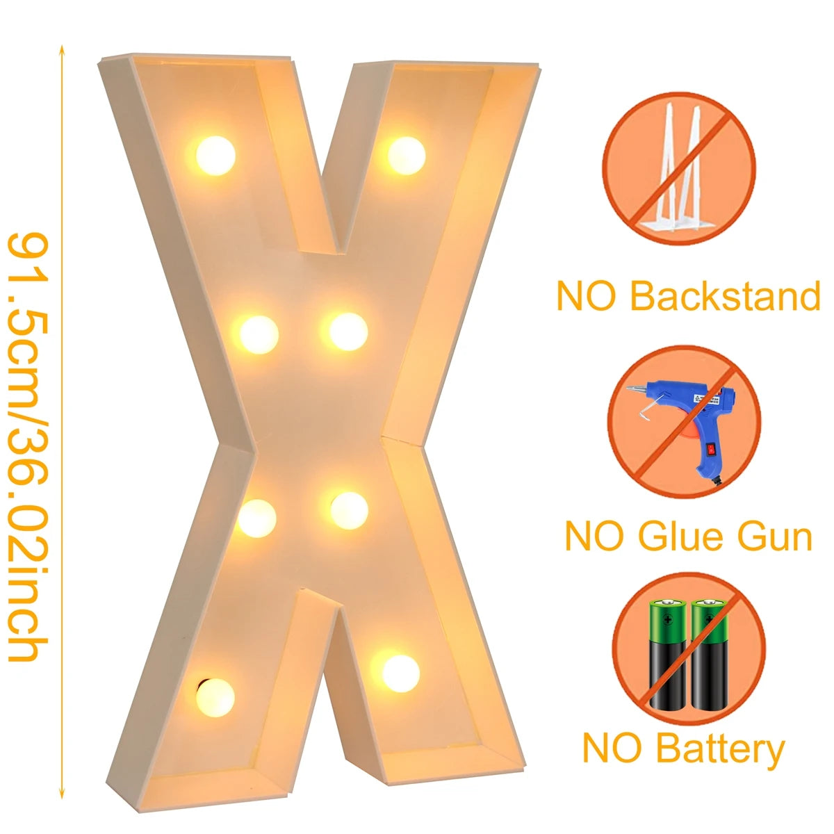 91.5CM Giant Letter Led Light Frame Box Baby Shower Christmas 1st Birthday Wedding Party Decor DIY Name Balloon Filling Box