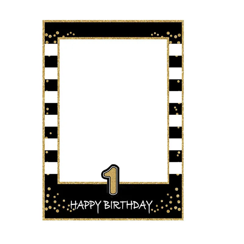 1 16 18 21 30 35 40 50 60 Birthday Photo Booth Frame Kids Adult Birthday Party Decoration Paper Happy Birthday Photo Props Frame