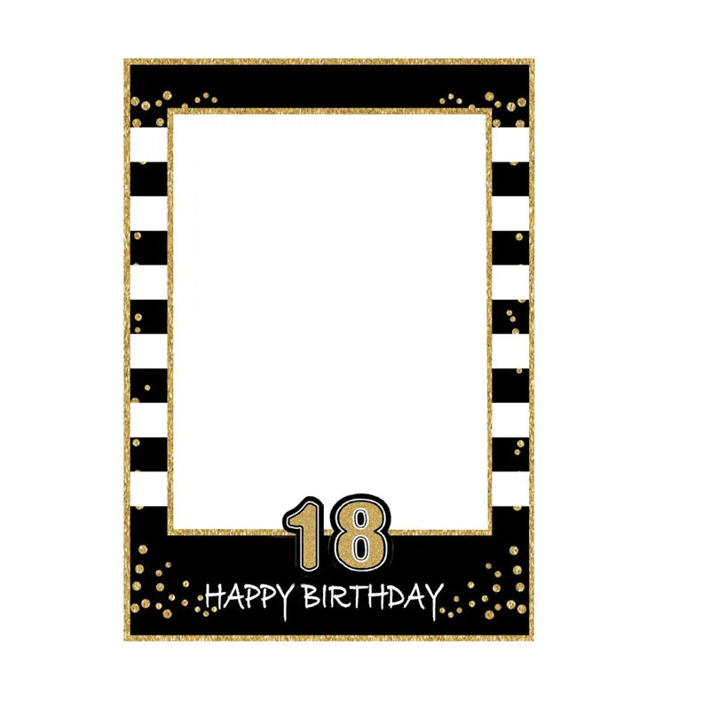 1 16 18 21 30 35 40 50 60 Birthday Photo Booth Frame Kids Adult Birthday Party Decoration Paper Happy Birthday Photo Props Frame