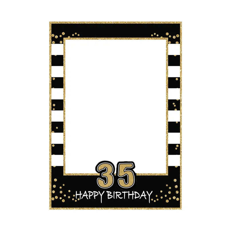 1 16 18 21 30 35 40 50 60 Birthday Photo Booth Frame Kids Adult Birthday Party Decoration Paper Happy Birthday Photo Props Frame