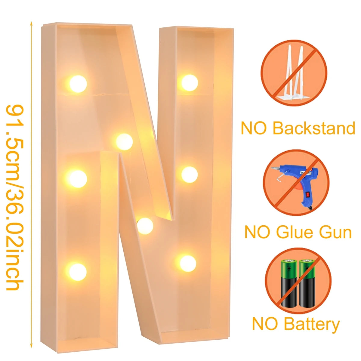 91.5CM Giant Letter Led Light Frame Box Baby Shower Christmas 1st Birthday Wedding Party Decor DIY Name Balloon Filling Box