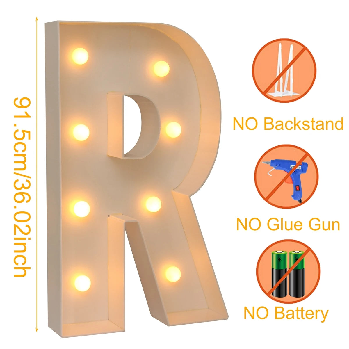 91.5CM Giant Letter Led Light Frame Box Baby Shower Christmas 1st Birthday Wedding Party Decor DIY Name Balloon Filling Box