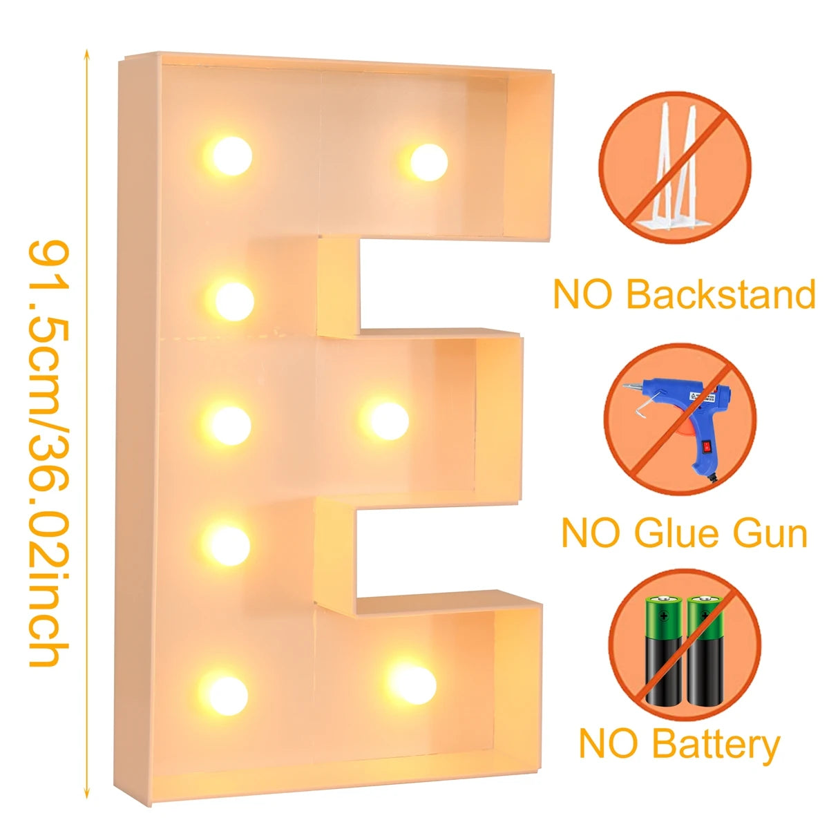 91.5CM Giant Letter Led Light Frame Box Baby Shower Christmas 1st Birthday Wedding Party Decor DIY Name Balloon Filling Box