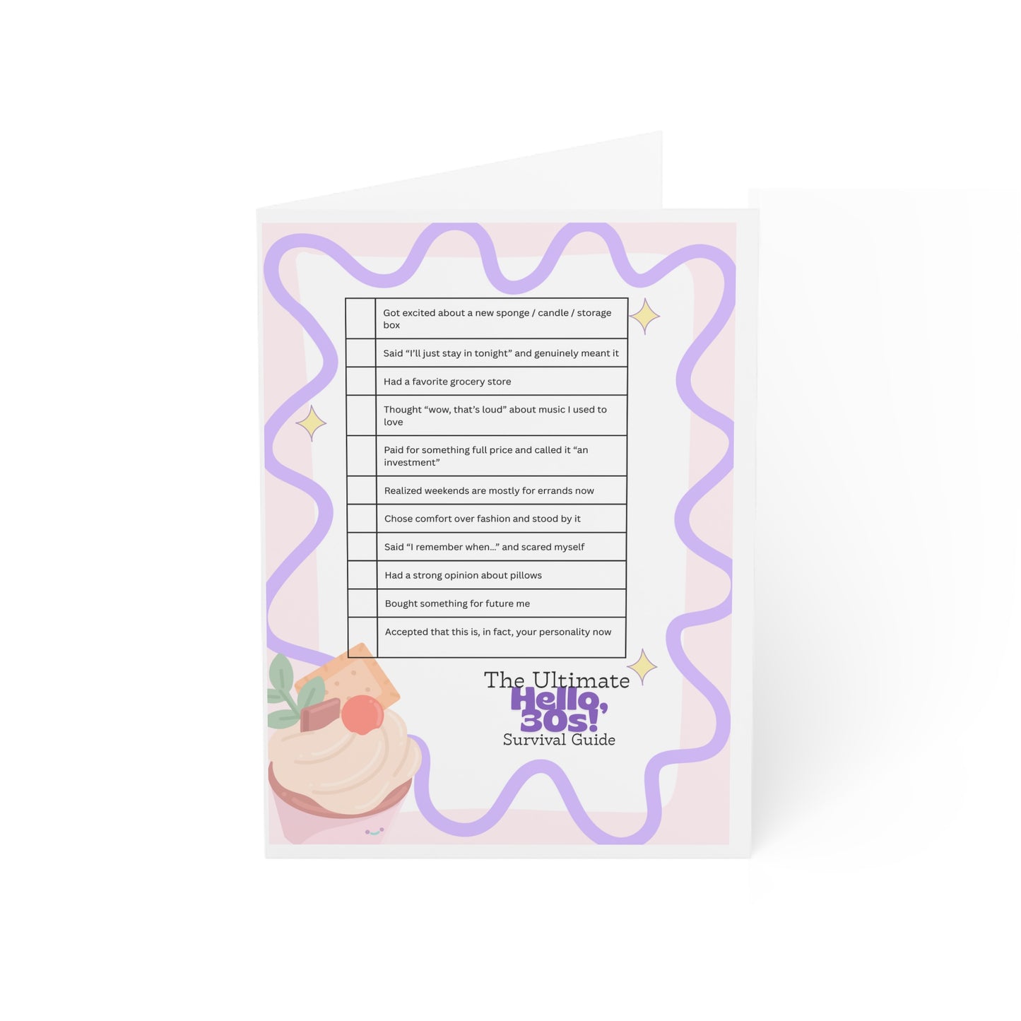 Greeting Cards — “The Ultimate Hello 30s! Survival Guide” Folded Card (1/10/30/50 pcs)