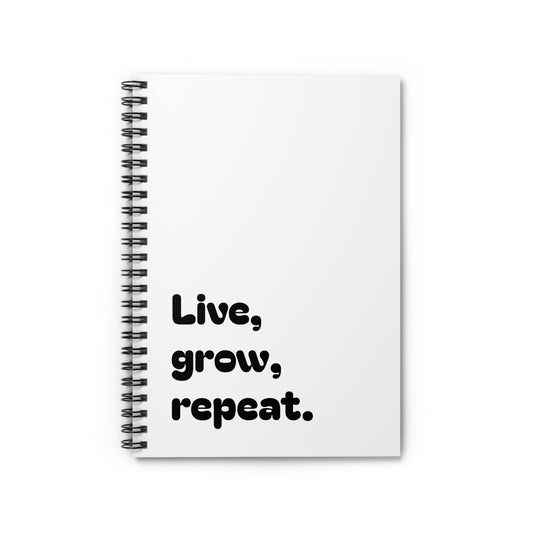 Inspirational Spiral Notebook - Live, Grow, Repeat, Perfect for Journaling, Goal Setting, School, or Gifts
