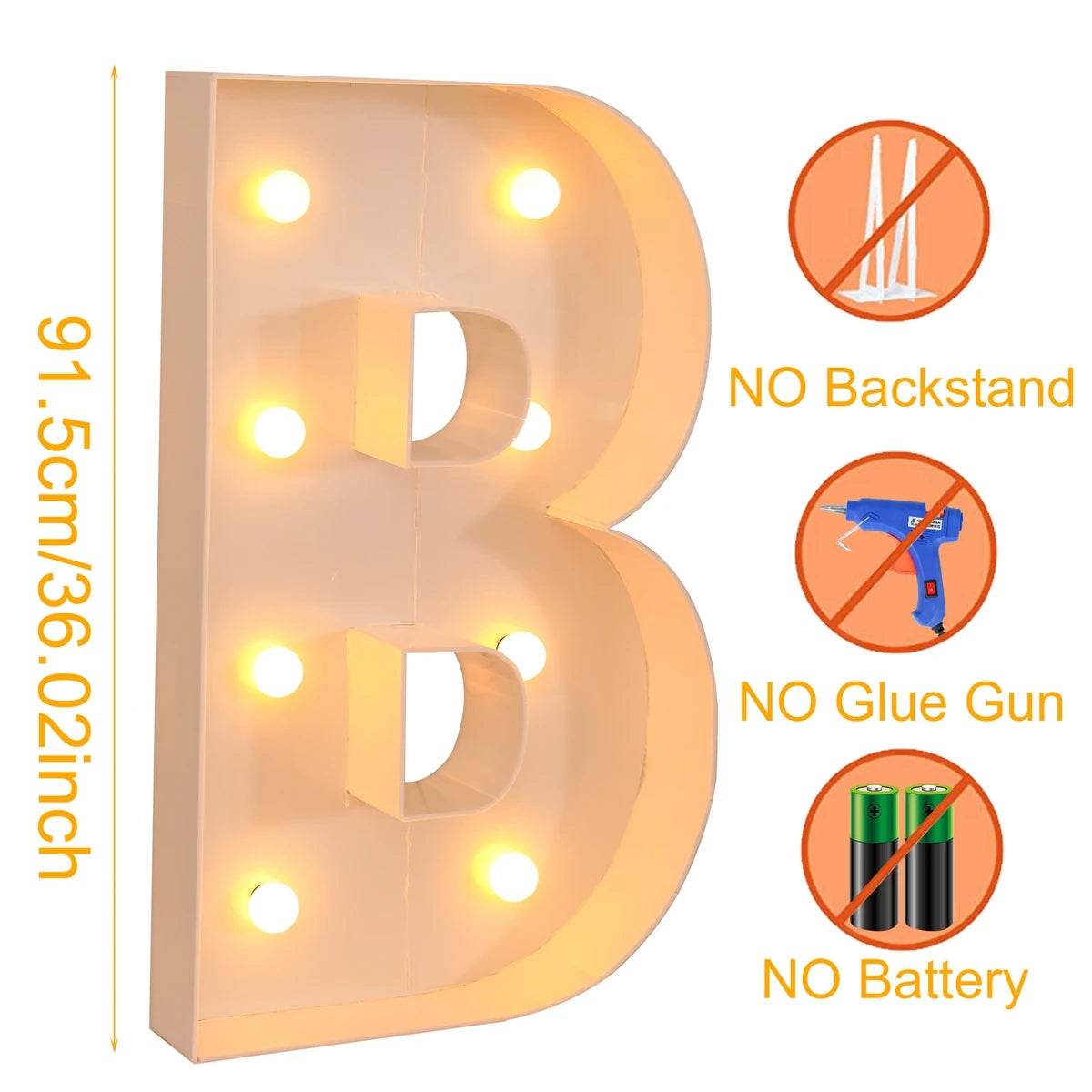 91.5CM Giant Letter Led Light Frame Box Baby Shower Christmas 1st Birthday Wedding Party Decor DIY Name Balloon Filling Box