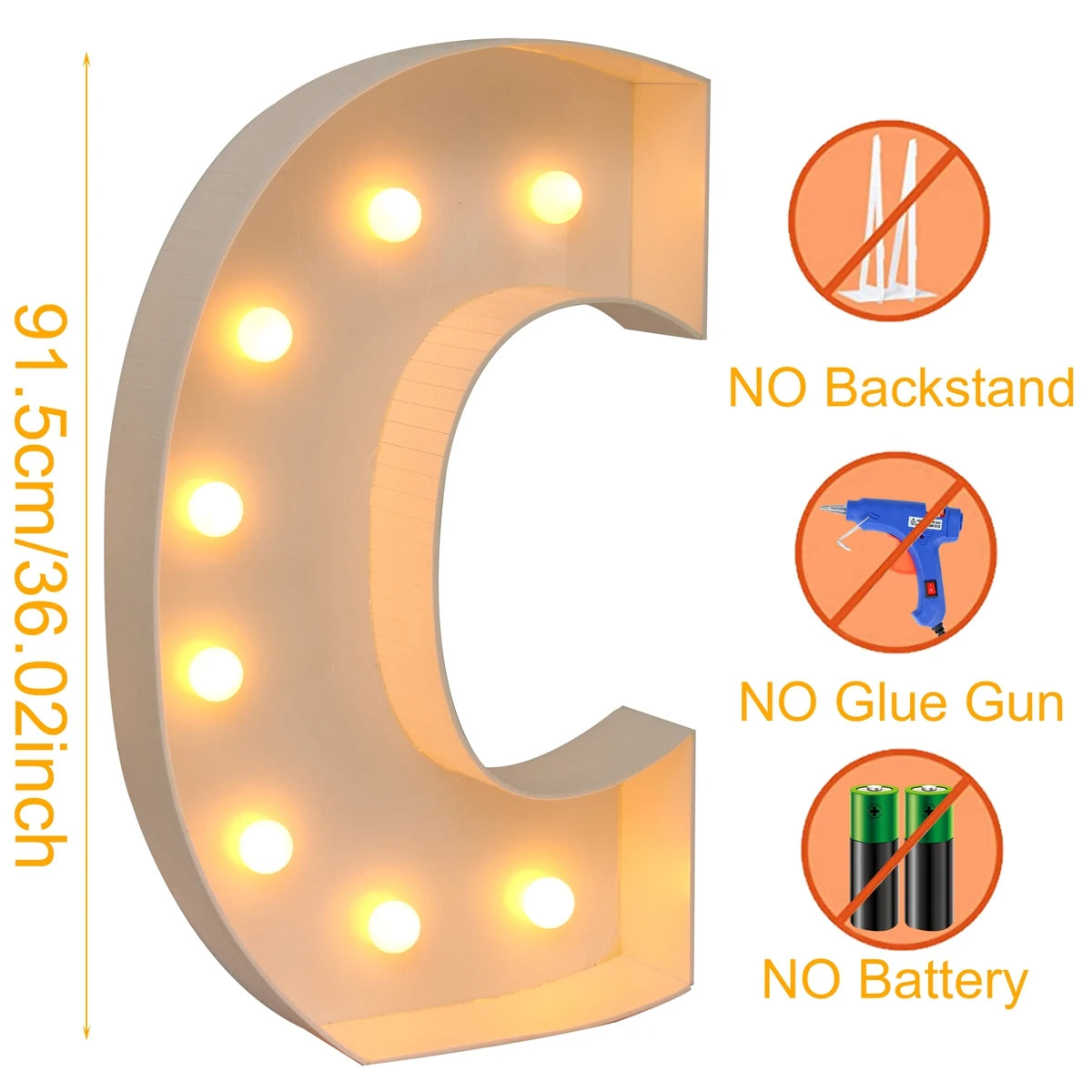 91.5CM Giant Letter Led Light Frame Box Baby Shower Christmas 1st Birthday Wedding Party Decor DIY Name Balloon Filling Box