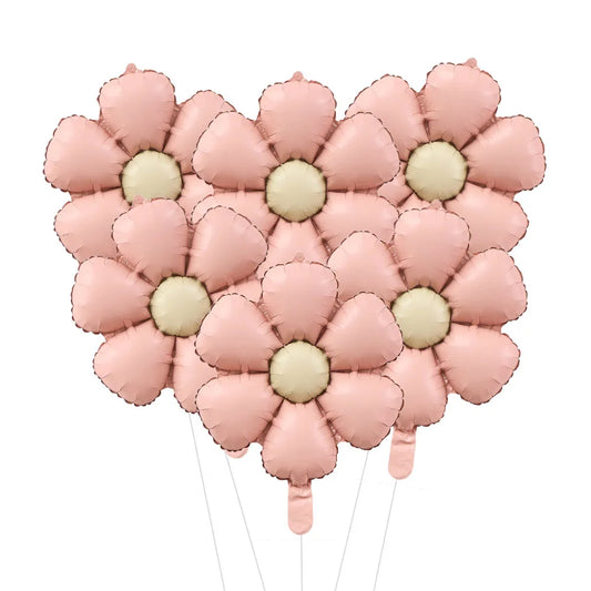 6pcs 50.5x40cm Matt Pink Candy Daisy Balloon Aluminum Foil Balloon Girl Baby Shower Birthday Party Wedding Decoration