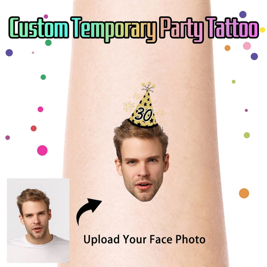 15pcs Custom Temporary Tattoos 30th Birthday Party Face Tattoos Personalized 30 Years Birthday Party Supplies
