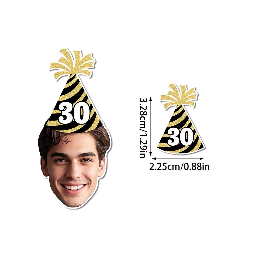 Custom Birthday Hat Pattern Decorations 30th 40th 50th Birthday Banner Straws Cupcake Toppers for Happy birthday Party Supplies
